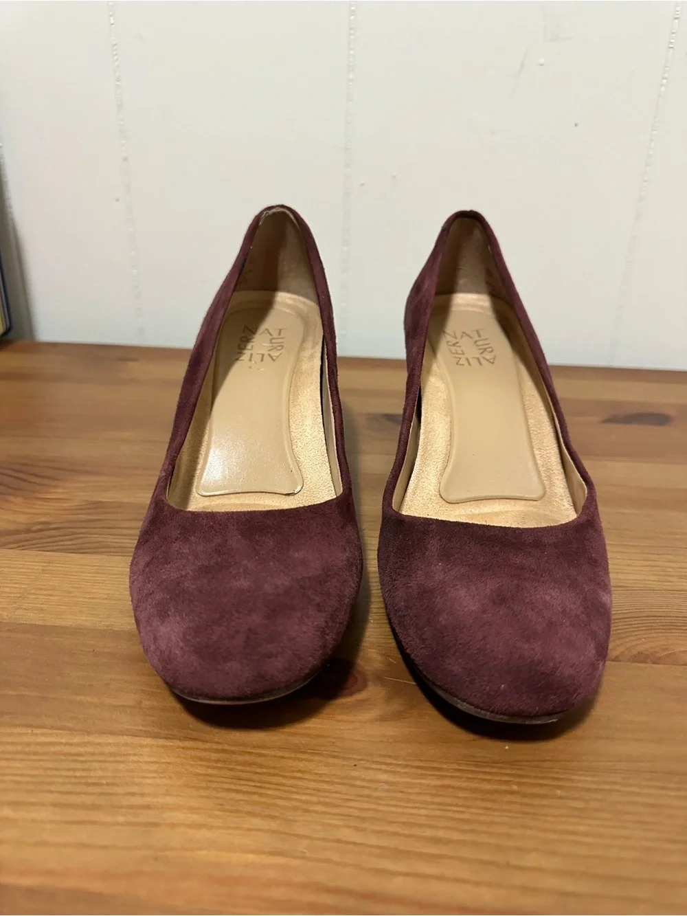 Naturalizer Burgundy Suede Block Heel Pumps